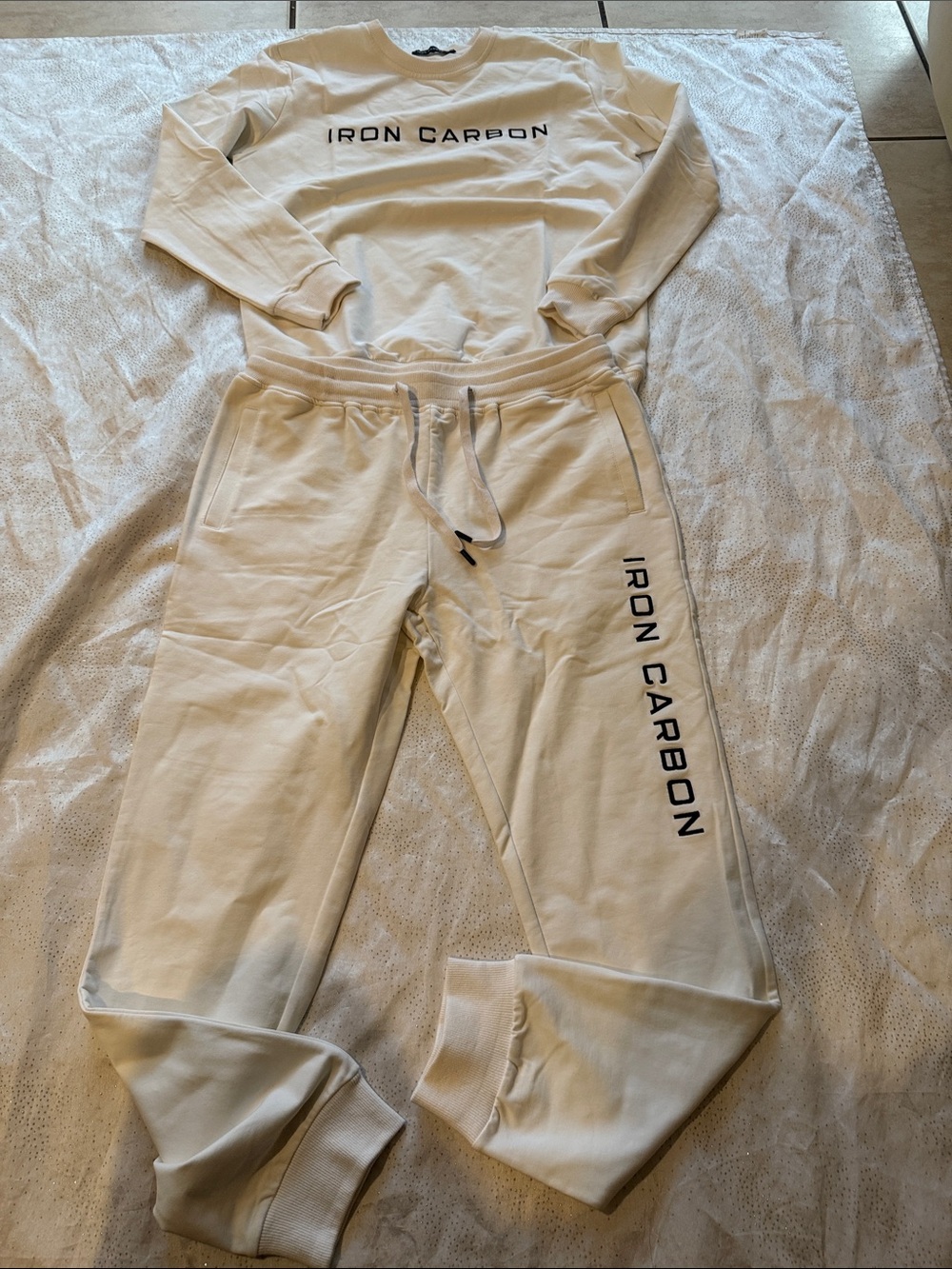 Iron Carbon Women's white Jogger Pants set size XL 2 pieces
